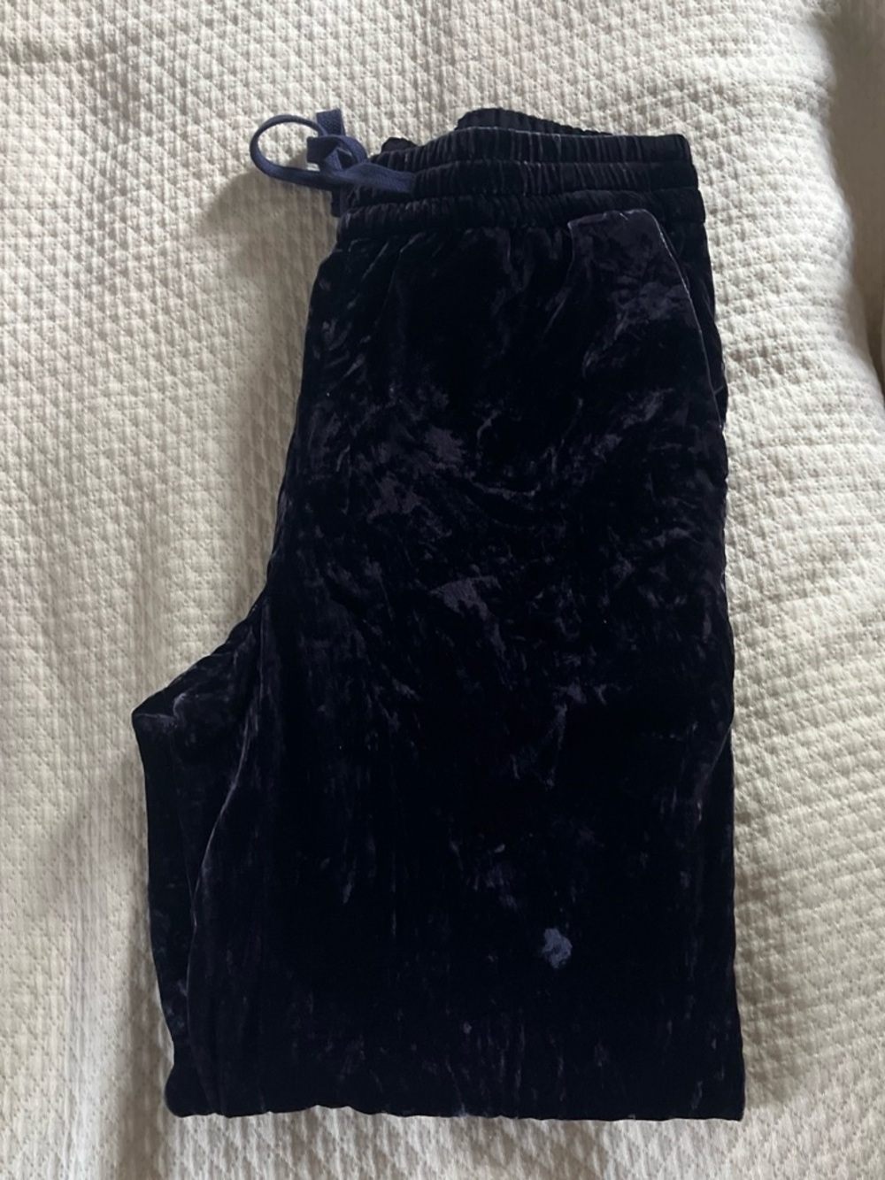 J. Crew Velvet Joggers in Deep Navy